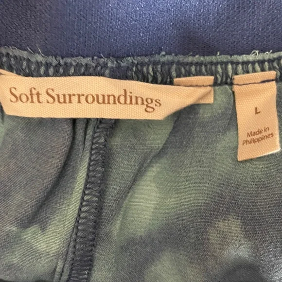 Soft Surroundings Wide Leg Pull on Pants Large Blue Tie Dye Beach Vacation NEW - Picture 10 of 12